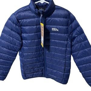 🆕 Eddie Bauer Youth Packable Down Puffer Jacket Zipper Pockets Size M 7/8 Unisex